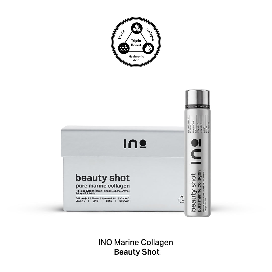 INO Beauty Shot – Triple Boost Complex | Pure Marine Collagen • Elastin • Hyaluronic Acid • Vitamin C • Biotin INO Beauty Turkey