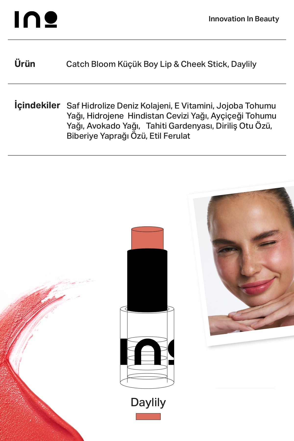 Catch Bloom Pocket Lip & Cheek Stick - Daylily INO Beauty Turkey