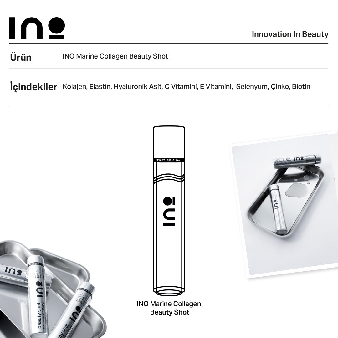 INO Beauty Shot – Triple Boost Complex | Pure Marine Collagen • Elastin • Hyaluronic Acid • Vitamin C • Biotin INO Beauty Turkey