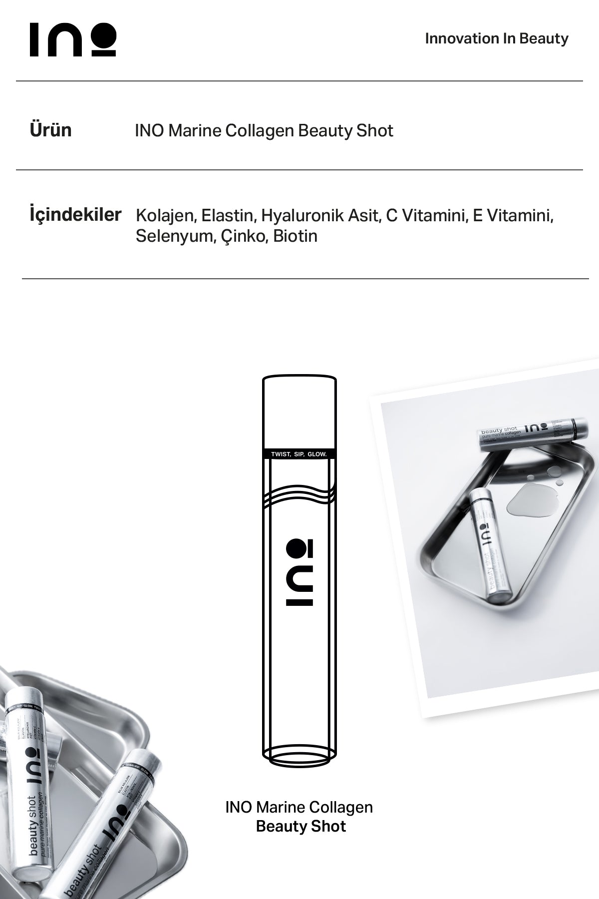 Beauty Shot - Pure Marine Collagen   Portakal ve Lime Aromalı INO Beauty Turkey