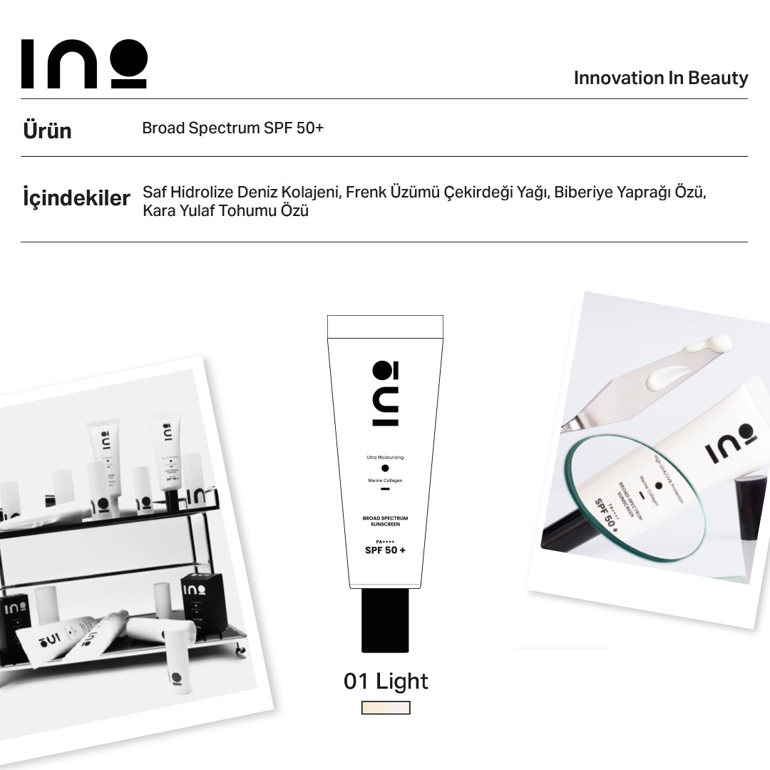 Broad Spectrum SPF 50+ Sunscreen - 01 Light INO Beauty Turkey