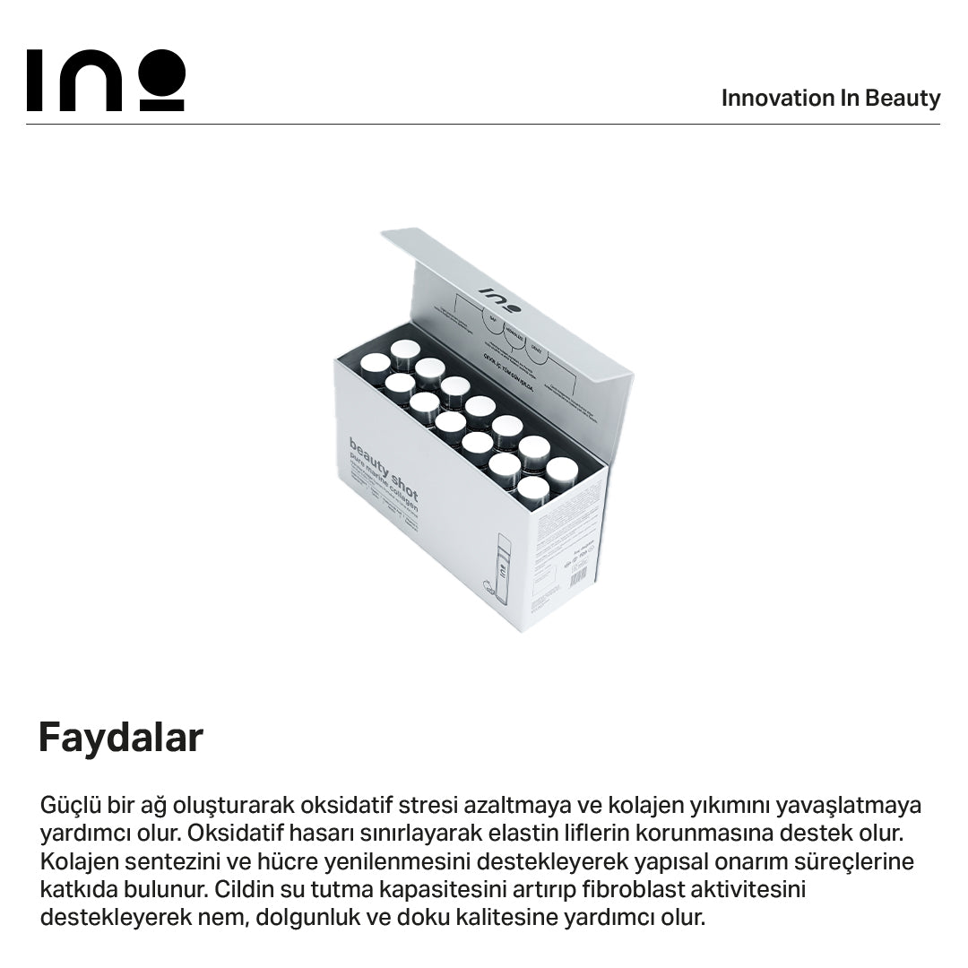 INO Beauty Shot – Triple Boost Complex | Pure Marine Collagen • Elastin • Hyaluronic Acid • Vitamin C • Biotin INO Beauty Turkey