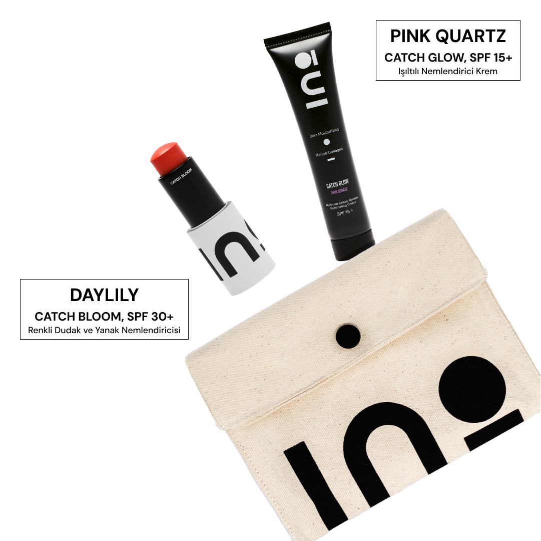Catch Bloom Lip + Cheek Stick Daylily + Catch Glow Pink Quartz + Özel INO Makyaj Çantası INO