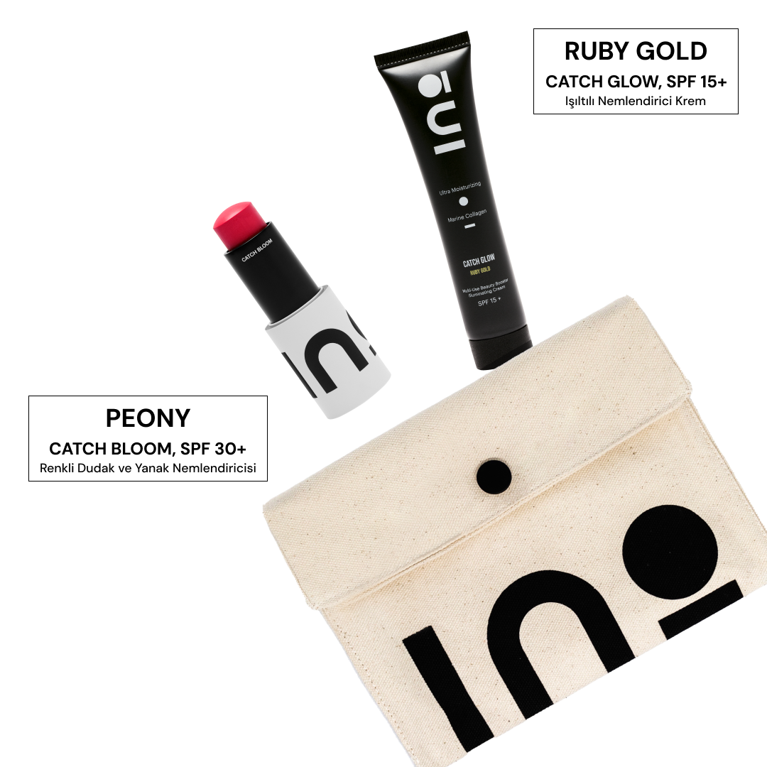 Catch Bloom Lip + Cheek Stick Peony + Catch Glow Ruby Gold + Özel INO Makyaj Çantası INO