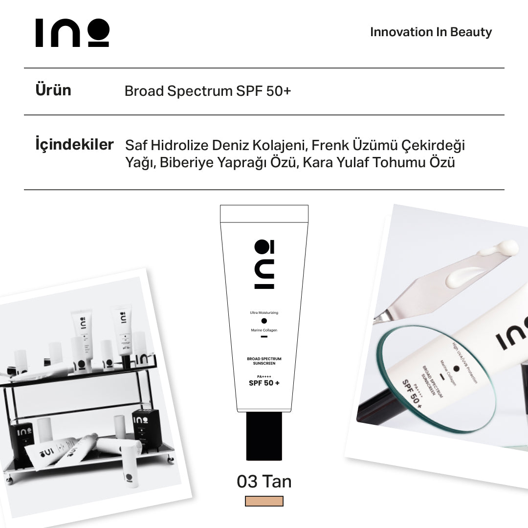 Broad Spectrum SPF 50+ Sunscreen - 03 Tan INO Beauty Turkey